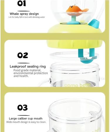 Tictoyo Whale Squirt Drinking Cup - 2023 New Cute Whale Spray Water Cup | BPA Free Leak Proof Straw Sippy Cup for Kids | Non Spill Water Bottle with Weighted Straw | 220ml/Green - Buy Online on SooperMarket.com