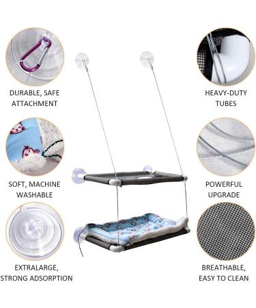 Cat Window Perch Deluxe Double Layer with Free Fleece Blanket & Toys | Large Cat Hammock for 55 lbs Cats | Space-Saving Sunbathing Bed - Buy Online on SooperMarket.com