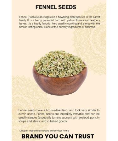 Organic Indian Fennel Seeds (200g/7.05oz) - Gluten Free | Vegan | Non GMO | Authentic Saunf (Soonf) - No Additives - Buy Online on SooperMarket.com