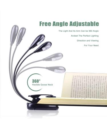 Portable LED Reading Lamp - 8 LED USB Clamping Light Flexible 360 Arm Ideal for Night Reading in Bed - Black - Buy Online on SooperMarket.com