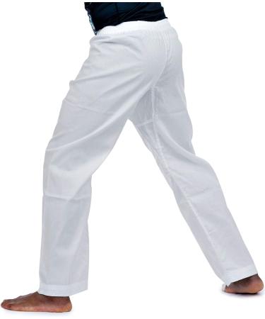 Ronin Karate Pants - White Poly/Cotton Lightweight Martial Arts Pants with Elastic Waist - Buy Online on SooperMarket.com