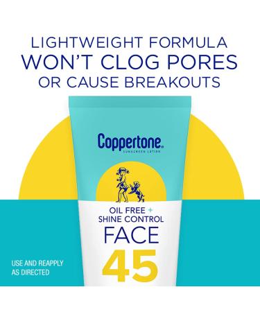 Coppertone Oil Free Face Sunscreen SPF 45 Lotion | Shine Control | 2.5 fl. oz - Buy Online on SooperMarket.com
