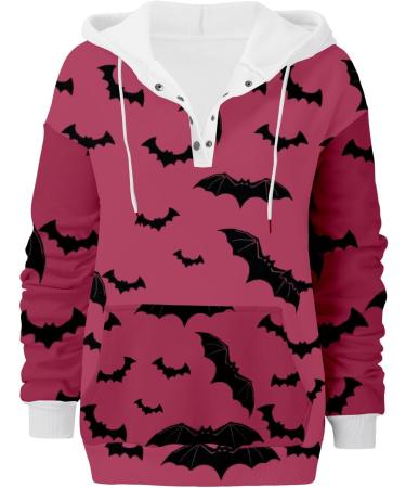 Shop Creoqiji Women's Black Sweater | Fashionable Long-Sleeved Hooded Style with Button & Cord Tie - Hot Pink Options Available - Buy Online on SooperMarket.com