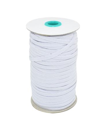 1/4 6mm White Braided Elastic Cord Flat Elastic Band Elastic Rope Bungee Stretch Knit Elastic Spool for Sewing and Crafting  130 yard/118m 6mm/ 1/4inch
