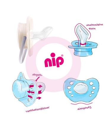 NIP Value Pack Silicone Pacifier Family - Size 3 (18-32 mo) 6-Pack for Boys - BPA Free & Made in Germany - International Shipping Available - Buy Online on SooperMarket.com