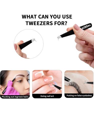 Professional Stainless Steel Tweezers Set for Eyebrows and Facial Hair Removal - 3.8inch Black (3 Count) | Precision Tweezers for Splinters and Ingrown Hairs - Buy Online on SooperMarket.com