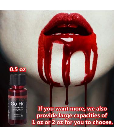 Go Ho Stage Fake Blood Washable (0.5 oz) - Edible & Realistic Effect for Halloween Cosplay SFX - Zombie, Vampire Special Effects Makeup - Buy Online on SooperMarket.com