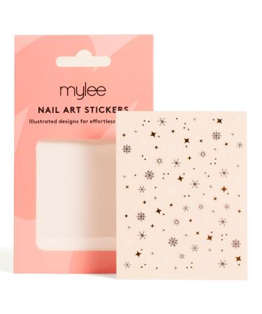 Mylee Nail Art Stickers - Snow Day - Self-Adhesive Metallic and Colourful Decorations DIY Nail Design Decoration 4 Seasons Leaves & Flowers Snowflakes Moons & Stars Hearts & Butterflies 1 - Snow Day