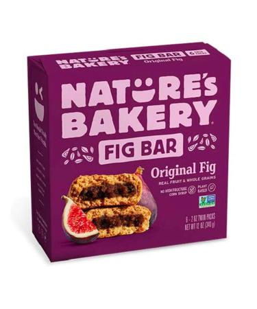 Nature's Bakery Whole Wheat Fig Bars, Original Fig, Real Fruit, Vegan, Non-GMO, Snack Bar, 1 Box With 6 Twin Packs (6 Twin Packs)