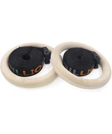 5BILLION Wooden Gymnastic Rings with Adjustable Straps - 2x15ft Wood Gym Rings for Home Gym Full Body Workout - Quick Install Cam Buckle - 1500lbs Supported - Black (32mm) - Buy Online on SooperMarket.com