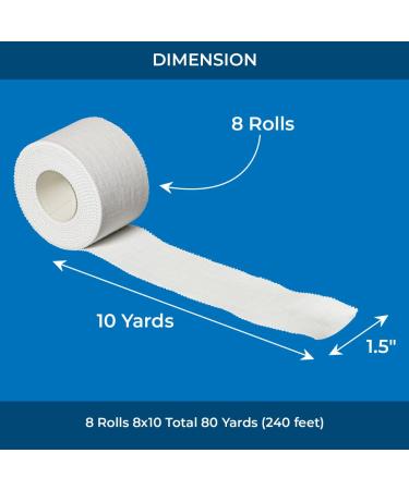 AFFORDTEX Sports Tape Bundle - 8 Adhesive Rolls, Zig-Zag Edge, Skin-Friendly Athletic Tape - 1.5 x 10 Yards for Athletes, Coaches, Amateurs - Buy Online on SooperMarket.com