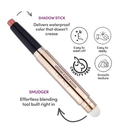CCbeauty Shimmer Eyeshadow Stick - 2-IN-1 Cream Eye Shadow Pencil with Smudger | Waterproof & Hypoallergenic Eye Brightener Stick in Shiny White Pink Champagne - 01 - Buy Online on SooperMarket.com