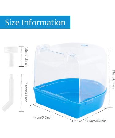 OOTDTY Bird Bath Box - Bird Cage Accessory for Small Birds - Blue Parakeet Bathing Tub with Water Injector - Buy Online on SooperMarket.com
