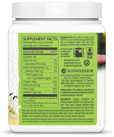 Sunwarrior Clean Greens & Protein Tropical Vanilla - 6.17 oz (175 g) | Vegan Superfood Blend - Buy Online on SooperMarket.com