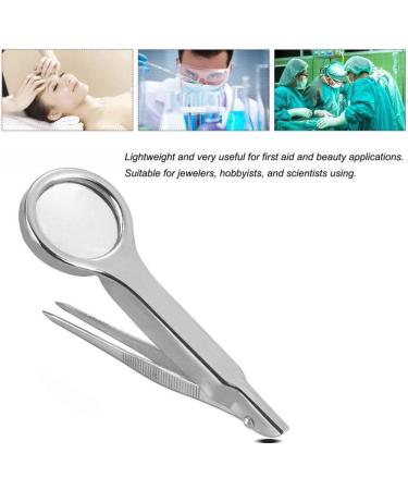 QHYTL 10X Magnifying Glass with Tweezers - Portable Stainless Steel Handheld Repair Tool - Buy Online on SooperMarket.com