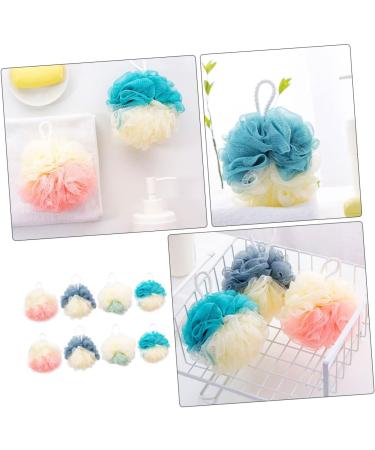 Healeved 8pcs Color Matching Bath Ball Body Scrubber Set - Natural Bath Sponges for Men and Women - Shower Poufs and Body Scrub Mitt - Buy Online on SooperMarket.com