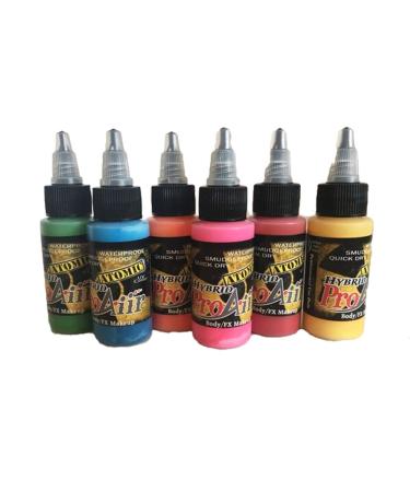 Face Painting Makeup - ProAiir Water Resistant Makeup - Set of 6 Atomic UV Colors - 1 oz (30ml) 1 Ounce