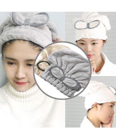 Buy Jseng Ultra Absorbent Microfiber Hair Drying Towel Cap Fast Drying & Soft Shower Cap for Women & Girls | Gray & White - Buy Online on SooperMarket.com