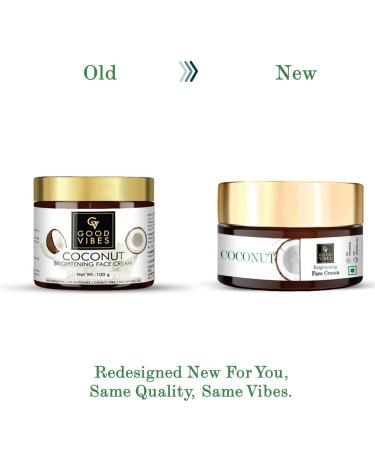 Good Vibes Coconut Brightening Face Cream - Hydrating Lightweight Moisturizer for All Skin Types | Paraben & Sulfate Free (100g - Buy Online on SooperMarket.com