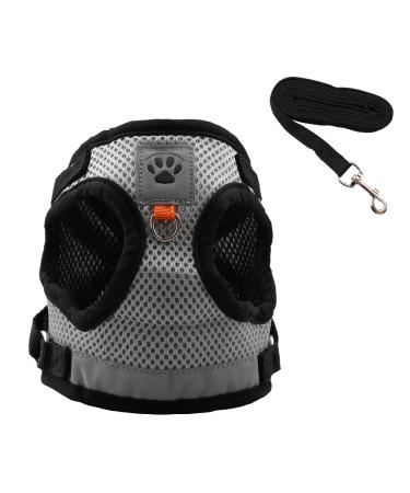 Luckious Brand Cat Harness and Lead Set - Escape-Proof Walking Vest with Leash for Small to Medium Cats (Grey S/M/L)