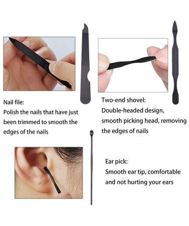 Rnitle Luxury 7-in-1 Manicure Set - Stainless Steel Nail Clipper & Pedicure Tools in Black PU Leather - Travel Beauty Kit - Buy Online on SooperMarket.com