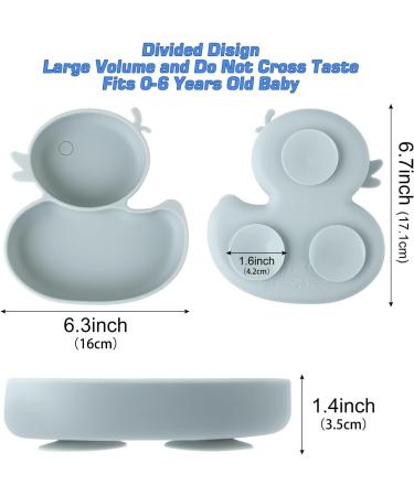 Qshare Baby Silicone Suction Plate with Spoon and Fork - Non Slip Divided Weaning Plates for Baby Toddler (Blue) - Buy Online on SooperMarket.com