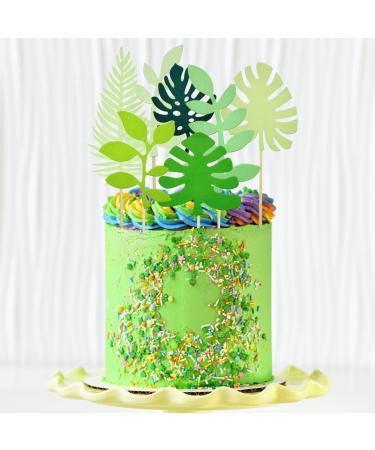 14 PCS Tropical Leaves Cake Topper Personalised Artificial Palm Leaves Glittery Tropical Jungle Cake Topper Tropical Party Jungle Hawii Summer Theme Birthday Party Supplies Cake Decorations - Buy Online on SooperMarket.com