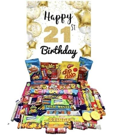 Happy 21st Birthday sweets pick n mix The ultimate retro sweet selection 70s 80s Box sweet Hamper -Present gift for Birthday Adult Children's curly wurly freddo swizzles lollipops rainbow drops - Buy Online on SooperMarket.com