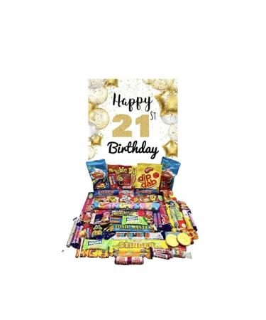 Happy 21st Birthday sweets pick n mix The ultimate retro sweet selection 70s 80s Box sweet Hamper -Present gift for Birthday Adult Children's curly wurly freddo swizzles lollipops rainbow drops
