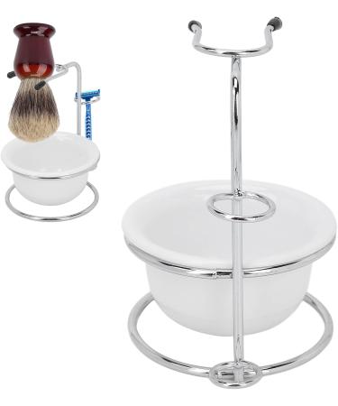 Bordstract Restaurant Stand Bowl Set - Professional Shaving Soap Peel Razor & Brush Holder for Men | Durable Stainless Steel & Nylon Wool Brush | Comfortable Silver White Design - Buy Online on SooperMarket.com