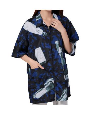 OSALADI Work Clothes Salon Smocks Color Hairdresser Smock Dress Jacket Stylist Smock Hair Stylist Special Smock Hair Stylist Vest Barber Shop Uniform Hair Dye Apron Staff Fabric 80X48X2CM Blue