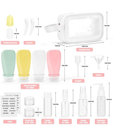 Buy Noideeer 18-Piece Silicone Travel Bottles Set - TSA Approved Perfect for Shampoo Lotion & Gel - Includes Labels & Transparent Bags - Ideal for International Travel - Buy Online on SooperMarket.com