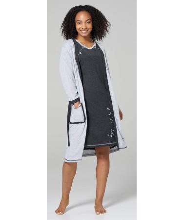 Happy Mama Maternity Nursing Nightdress Robe Set Giraffe Print 1165 - Grey & Graphite (Size 12-14) - Buy Online on SooperMarket.com