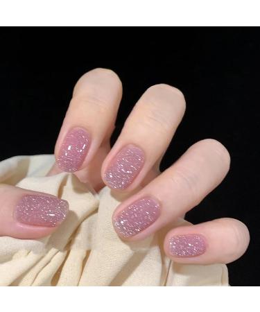 Pink Gel Nail Polish Nail Varnish Pink Jelly glitter Natural French Manicure Light Pink Coral Gel Nail Varnish Long Lasting Nails Soak off UV/LED Lamp Nail Art Salon for Women Girls DIY at Home - Buy Online on SooperMarket.com
