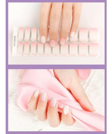 Kalolary 20PCS Solid Color Gel Nail Polish Strips | Self-Adhesive Wraps with Nail File | Gradient Rosa - Buy Online on SooperMarket.com