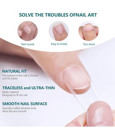 240 Pieces Full Cover Nail Tips - Clear Almond Shape No Wrinkle 12 Sizes Included | Perfect for DIY Manicure & Press-On Nails | International Shipping Available - Buy Online on SooperMarket.com