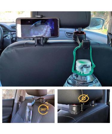Keeplus 2-in-1 Car Headrest Hook & Phone Holder - Silver | Portable Organizer for Car Seats & Clothes - Buy Online on SooperMarket.com