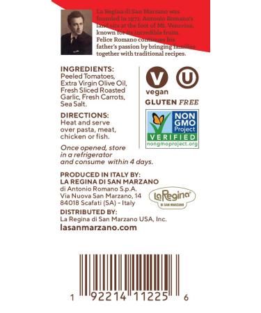 La San Marzano Roasted Garlic Pasta Sauce - 100% Product of Italy, 24 Oz Jar (Pack of 2) - Made with San Marzano Tomatoes DOP Quality - Buy Online on SooperMarket.com