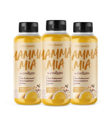 Gymqueen Mamma Mia Zero Sauce 3x265ml low in calories without fat & without sugar for refining dishes or as a salad dressing vegetarian and lactose-free Indian curry Indian curry 265 ml (3 Pack)