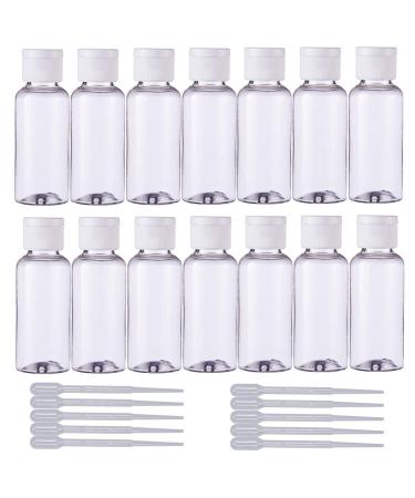 BENECREAT 24 Pack 50 ml Transparent empty plastic air flight Travel bottle container with 10 stucco 2 ml pipette for full shampoo lotions creams cosmetics flip cap bottle (pipette) 50ml - flip cap bottle (pipette)