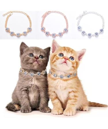 RayMinsino Pet Zircon Flower Diamond Necklace Adjustable Dress Up Collar Cat and Dog Jewelry Necklace Suitable for Small and Medium Cats and Dogs Small Silver - Buy Online on SooperMarket.com