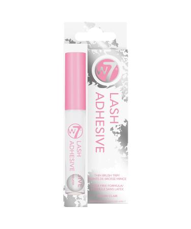 W7 Clear Lash Adhesive - Extra Fine Brush Tip Applicator - Strong Fast Drying False Eyelash Glue