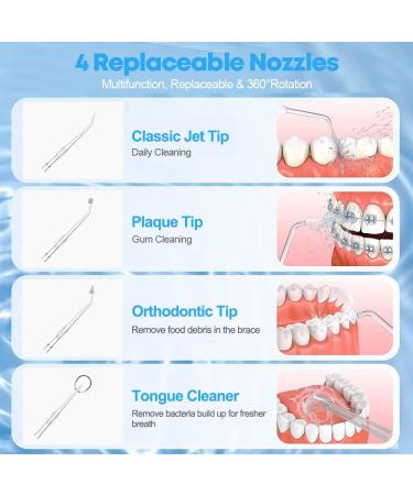 Cordless Water Flosser with 5 Modes & 4 Jet Tips - Portable Oral Irrigator for Teeth, USB Rechargeable - White - Buy Online on SooperMarket.com