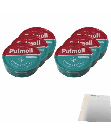Pulmoll Eukalyptus Menthol Sugar-free 6-pack (6x50g can) + usy block