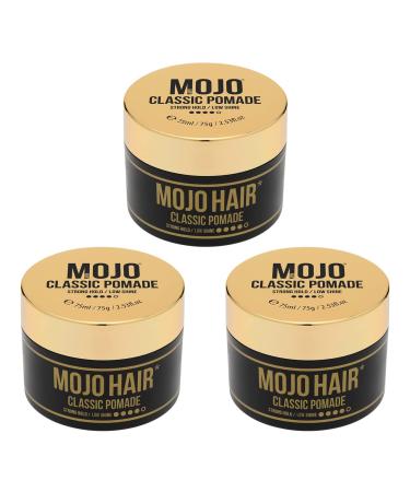 MOJO Hair Classic Pomade 3xPack Strong Hold & Low Shine Premium Water Based Pomade Luxury Fragrance Washes Out With Ease Hair Styling For Men & Women 3x 75ml/64g/2.53Floz 75 ml (Pack of 3)