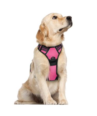 rabbitgoo dog harness medium -sized dogs anti train crockery dog with control no pull adjustable dog dishes large dogs breathable reflex stripes breast harness dog safe guidance pink l l (1 Pack) pink