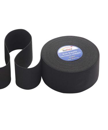 HANFINEE 1-1/2 Inch Wide Sew on Elastic Band Knitted Elastic with Heavy Stretch for Sewing Crafts DIY Waistband Bedspread Cuff (Black 15 Yards) Black 1-1/2 Inch x15yd