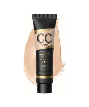 CC Cream Color Correction Cream with SPF 15+ All-In-One Full Coverage Foundation Concealer Full Coverage Anti-Redness Skin Tone Adjusting Sun Protection Natural Glowy Makeup Medium 30g 40.00 ml (Pack of 1) Medium