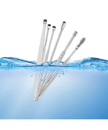 HEIMEABI Innovative Spring Earwax Cleaner Tool Set Earwax Removal Kit Ear Wax Removal 8-in-1 Ear Pick Tools Reusable Ear Cleaner Eye Scrub Cleansing Pads (D-C One Size)