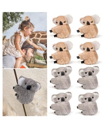 Koala Stuffed Animal Clips  8 Pcs Small Stuffed Koala Clip for Women Hair Claw  Koala Pencil Hugger for Girls Kids (Brown and Grey)